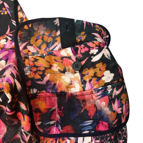 Anthropologie Palazzo Utility Cargo Pant $140 Pink Black Floral Flowy Size 10 - Picture 11 of 16